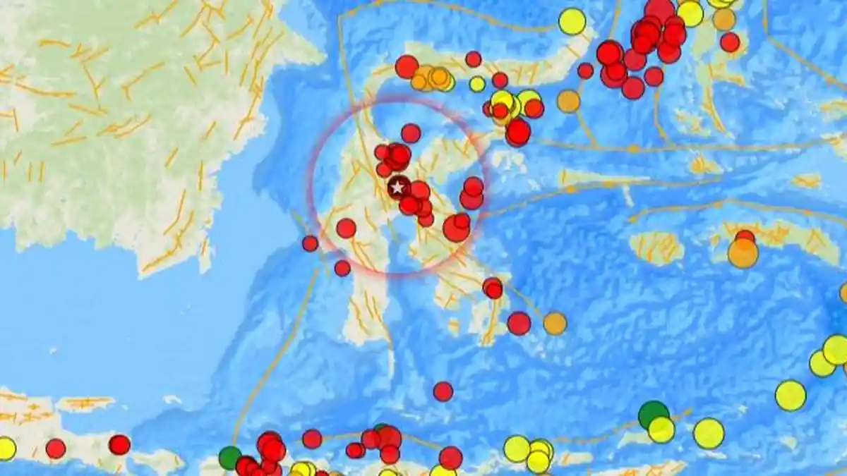 Gempa Bumi dengan SR 2.0 Menguncang Wilayah Kepulauan Sulawesi, Indonesia BMKG: Kedalaman 5Km