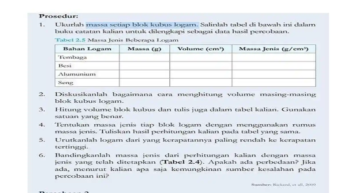 Kunci Jawaban IPA Kelas 7 Kurikulum Merdeka Halaman 75: Massa Balok Kubus