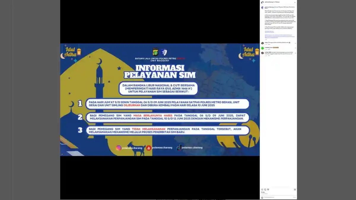 SIM Keliling Kabupaten Bekasi, Senin 9 Juni 2025 ini Tutup, Cuti Bersama Hari Raya Iduladha