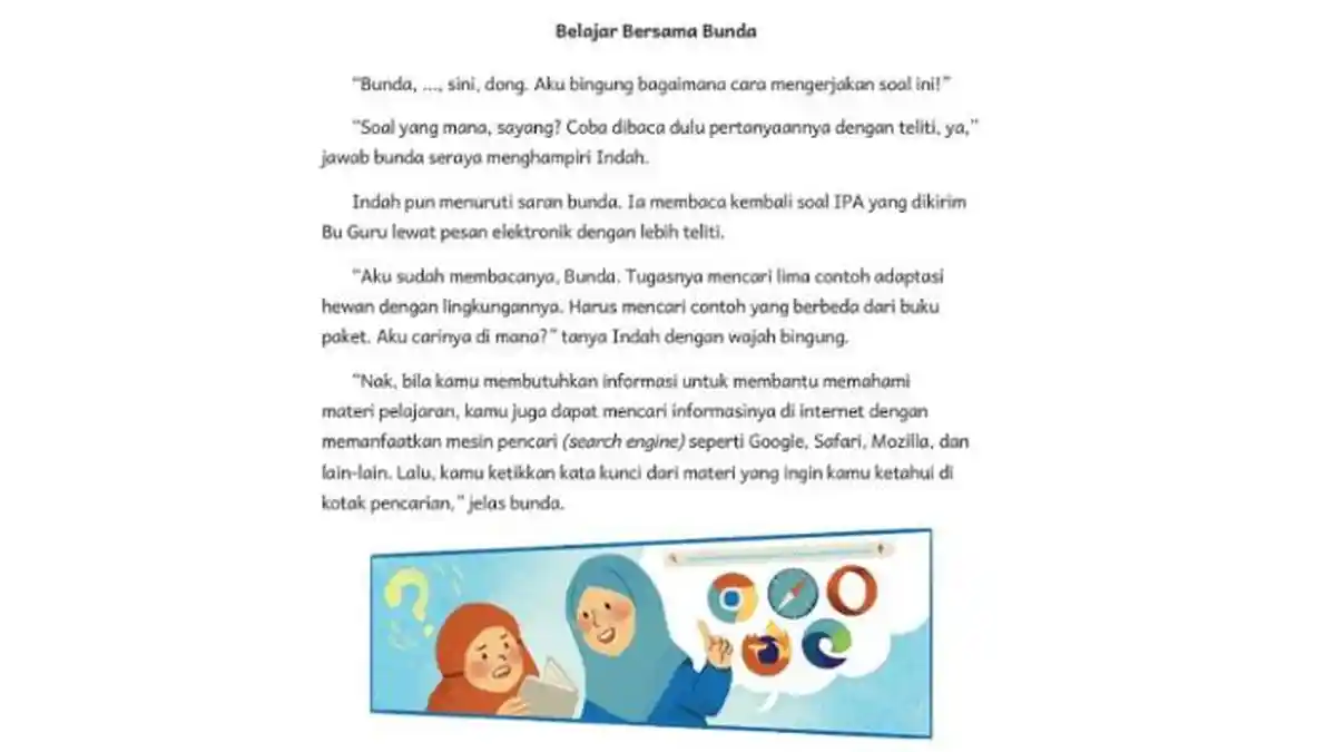 Kunci Jawaban Bahasa Indonesia Kelas 5 SD Halaman 112, Belajar Bersama Bunda
