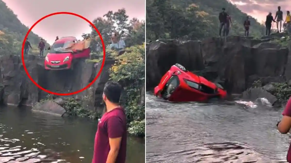 TOLONG! Mobil Jatuh ke Air Terjun, 2 Penumpang Terjebak di Dalam, Warga Coba Selamatkan, Berhasil?