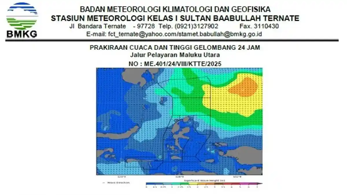 Prakiraan Cuaca Maluku Utara, Minggu 17 Agustus 2025: Potensi Hujan Ringan-Lebat di Ternate