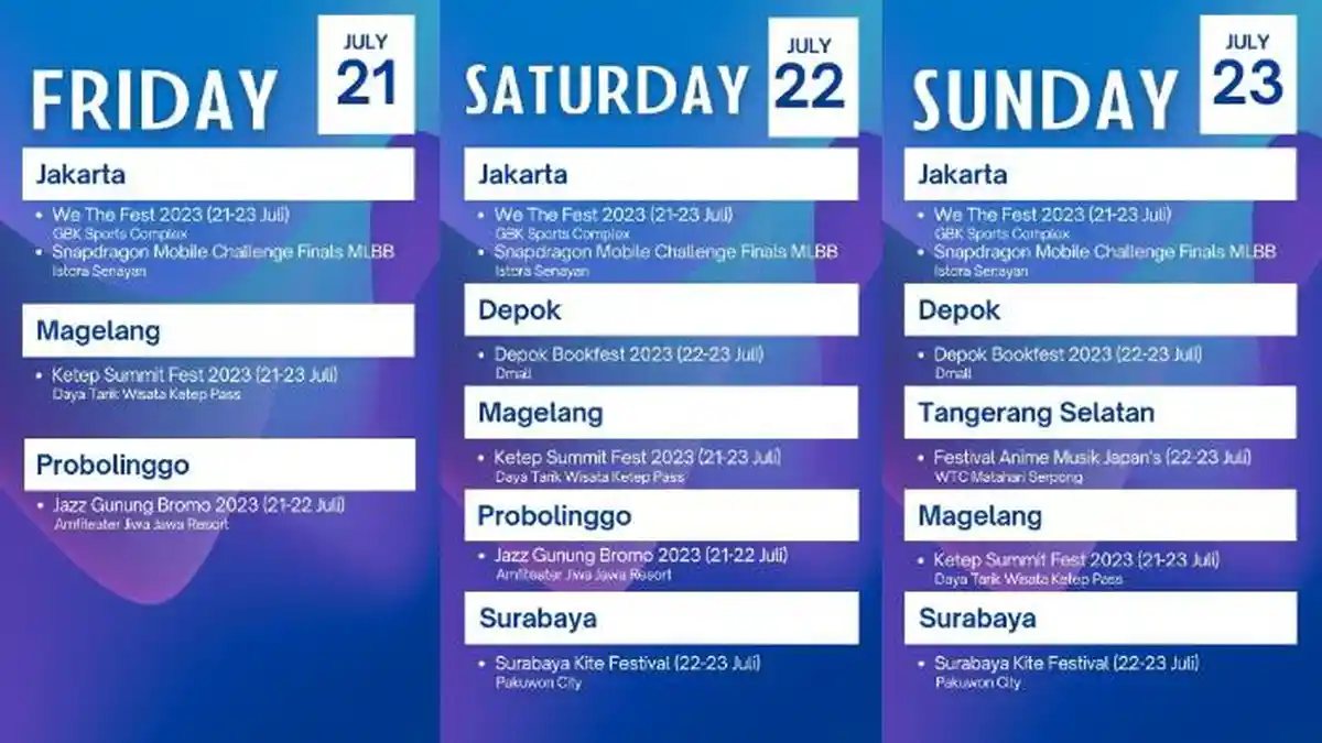 Bikin Mood Jadi Lebih Happy, Yuk Intip Daftar Jadwal Event Akhir Pekan Ini!