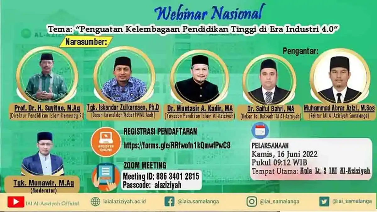 Penguatan Lembaga, IAI Al Aziziyah Samalanga Bireuen Gelar Webinar