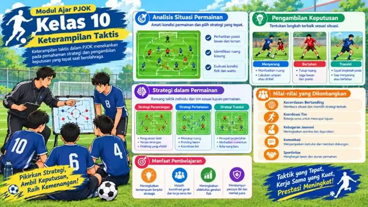 30 Soal UH PJOK Kelas 10 SMA Materi Bab 3 Keterampilan Taktis Kurikulum ...