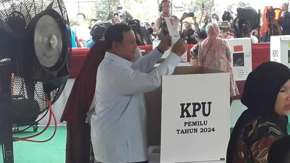Usai Nyoblos di Pemilu 2024, Prabowo: Hujan Membawa Berkah