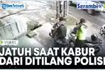 VIDEO VIRAL Rekaman CCTV Detik-detik Pemotor Jatuh Saat Gagal Kabur Dari Ditilang Polisi