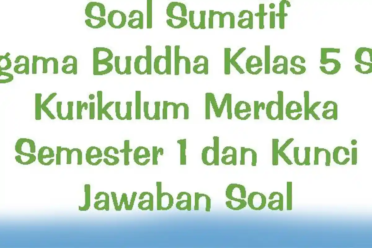 Soal Sumatif Agama Buddha Kelas 5 SD Kurikulum Merdeka Semester 1 dan Kunci Jawaban Soal