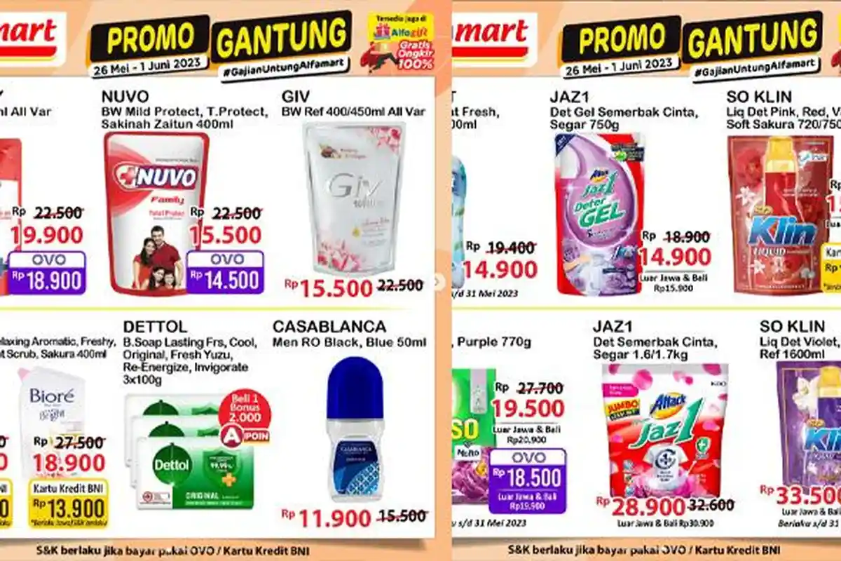 Promo Gantung Alfamart dan PBI Indomaret Hari Ini Kamis 1 Juni 2023: Diskon Murah Lifebuoy dan Rinso