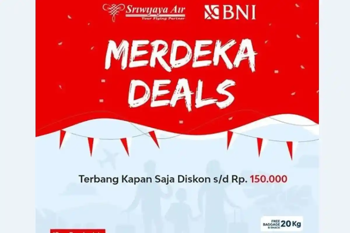 Khusus Pemegang Kartu BNI, Ada Potongan Harga Hingga Rp 150 Ribu untuk Pembelian Tiket Sriwijaya Air