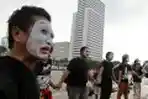 Aksi Pantomim di Bundaran Hotel Indonesia