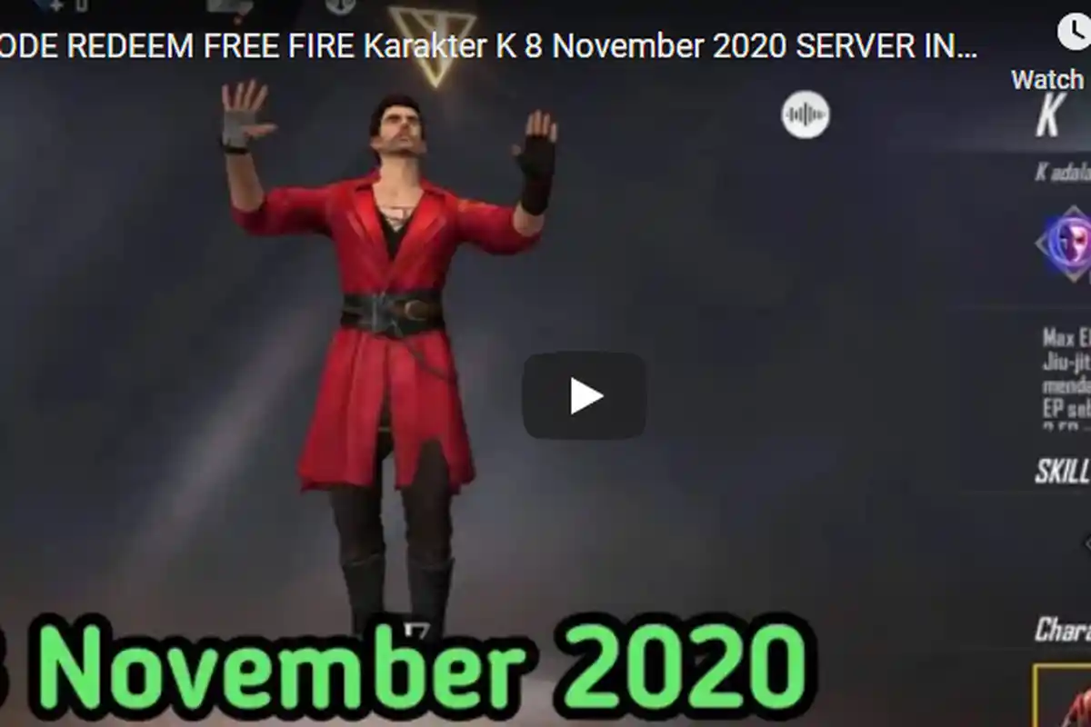 UPDATE KODE REDEEM Free Fire Minggu 8 November Berhadiah Skin Pan Eksklusif Booyah Day FF Garena