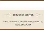 Jadwal Buka Puasa Kota Jayapura Rabu, 11 Maret 2026 Hari Ini