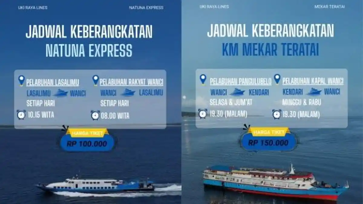 Jadwal Kapal Tujuan Wanci Wakatobi Desember 2025: Pelayaran Natuna Express dan KM Mekar Teratai
