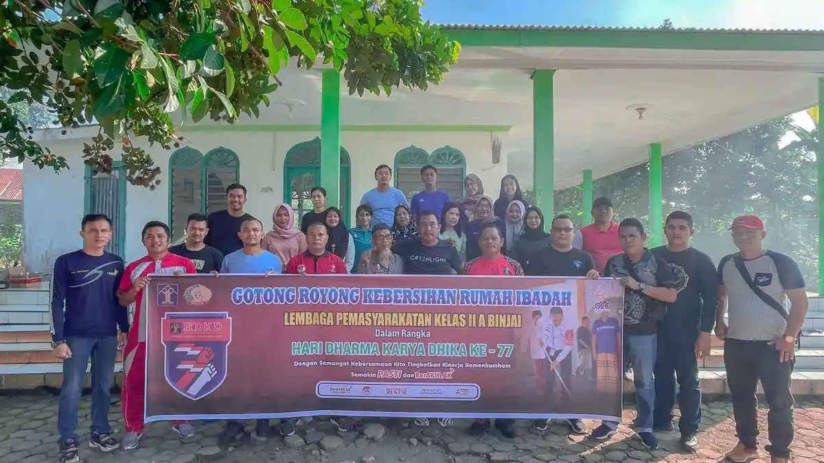 Jelang Hari Dharma Karya Dhika ke-77, Lapas Binjai Gelar Bakti Sosial Bersihkan Rumah Ibadah