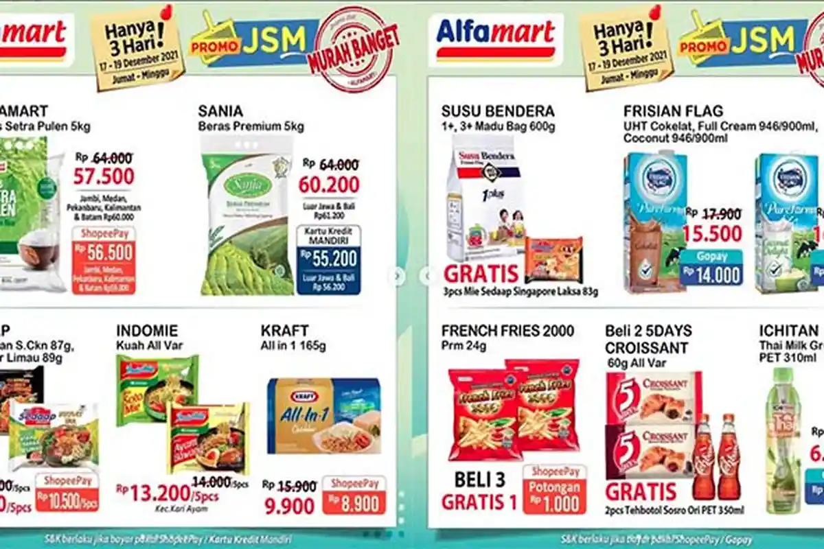 PROMO JSM ALFAMART Hari Ini 19 Desember 2021, Harga Spesial Beras Susu Popok Bayi & Deterjen Hemat