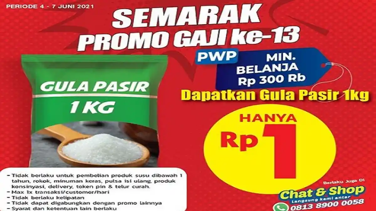 Hypermart Promo Gaji ke-13 Hari Ini Hingga Besok 6 Juni 2021 Gula Pasir Rp1, Chifon Cake Rp18.500