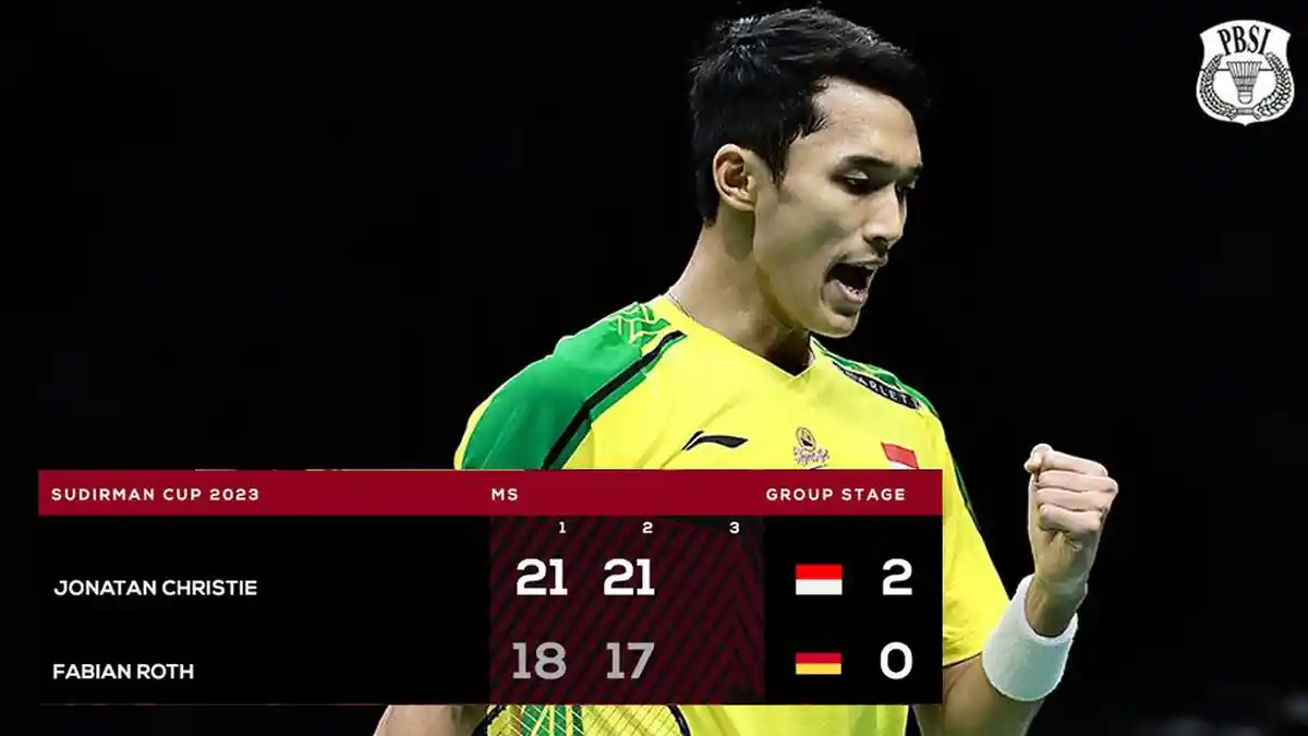 Hasil Piala Sudirman 2023, Rinov/Pitha, Jonatan Christie Menang, Indonesia 2-0 Jerman