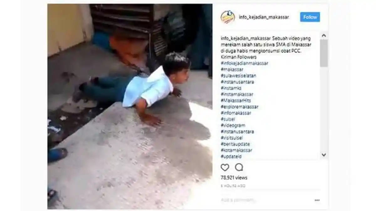 VIDEO VIRAL! Diduga Telan Pil PCC, Pemuda Berseragam Sekolah Ini Mabuk Seperti Zombie