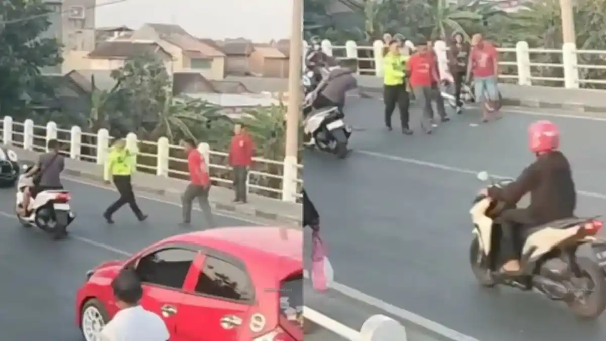 Viral Video Aksi Polisi Hadapi Pria Diduga ODGJ yang Resahkan Pengendara, Kena Tendangan