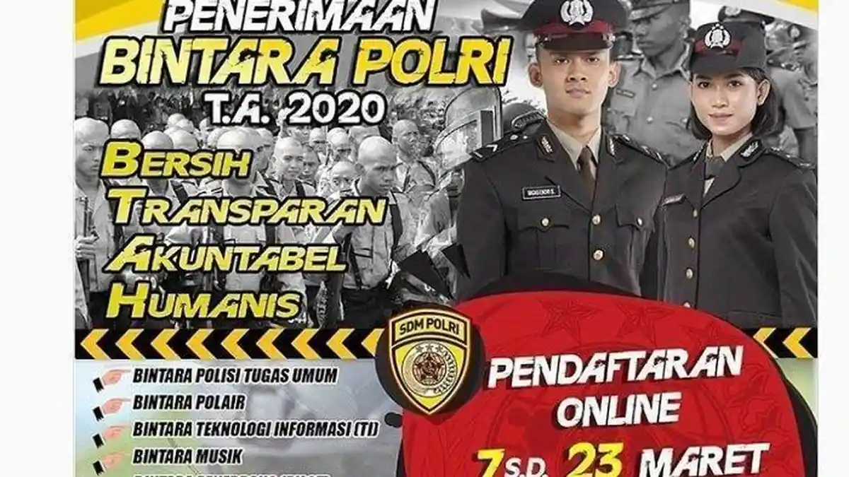 LOGIN penerimaan.polri.go.id Daftar Bintara Polri 2020, Mulai Lulusan SMA SMK Sederajat, Sisa 8 Hari