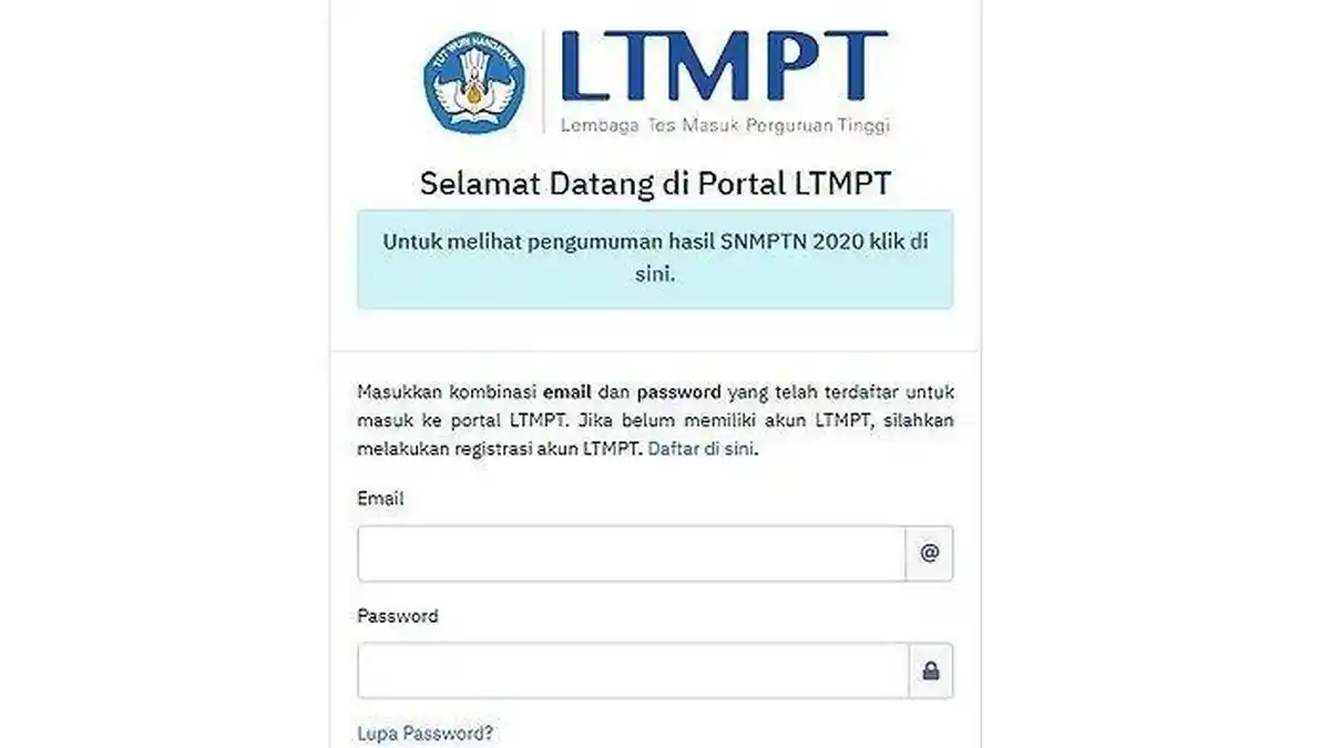 LOGIN Portal.ltmpt.ac.id dengan Cara Masukkan Kombinasi Email dan Password