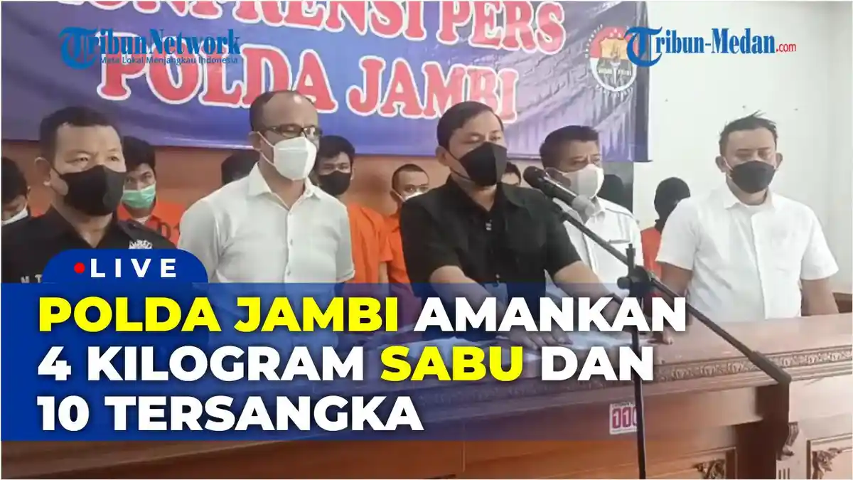 Polda Jatim Amankan 4 Kg Sabu dari 10 Tersangka Jaringan Antar Kota dan Provinsi Jambi