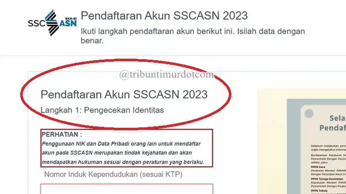 https://daftar-sscasn.bkn.go.id/akun - Cara Buat Akun SSCASN untuk CPNS 2023, Pastikan NIK KK Valid
