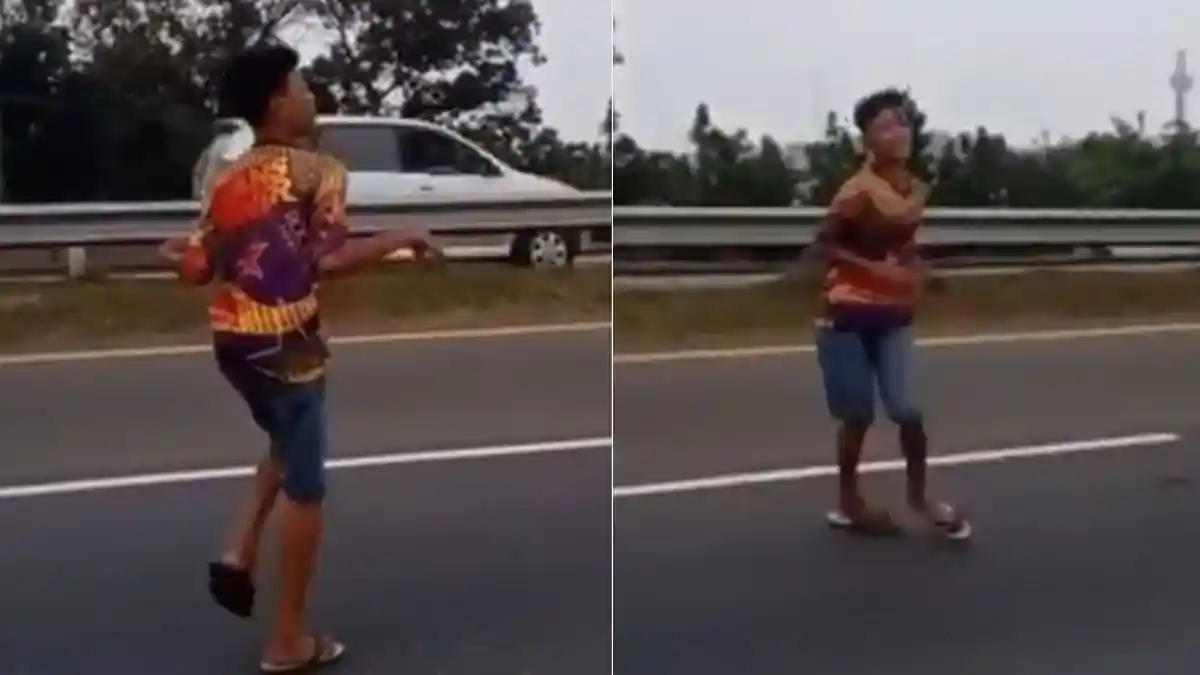 Video Viral Seorang Pemuda Joget TikTok di Tengah Jalan Tol