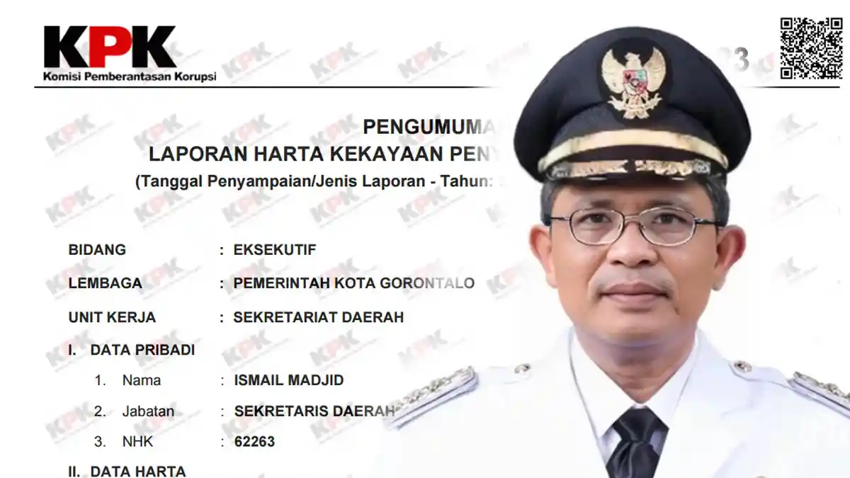 Kekayaan Ismail Madjid Pj Wali Kota Gorontalo, Punya Harta Senilai Rp 1.7 Miliar tanpa Hutang
