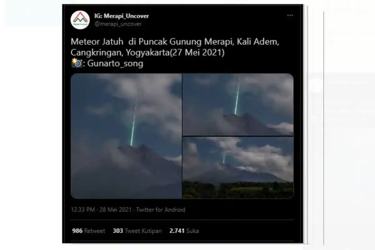 Kilatan Cahaya Diduga Meteor Jatuh di Sekitar Puncak Gunung Merapi, Ini Penjelasan LAPAN