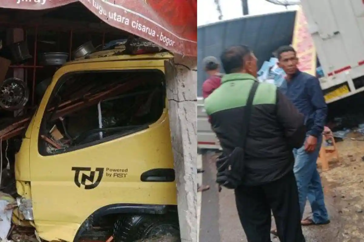 Truk Boks Hilang Kendali Sebabkan Tabrakan Beruntun di Puncak Bogor, 9 Kendaraan Ringsek
