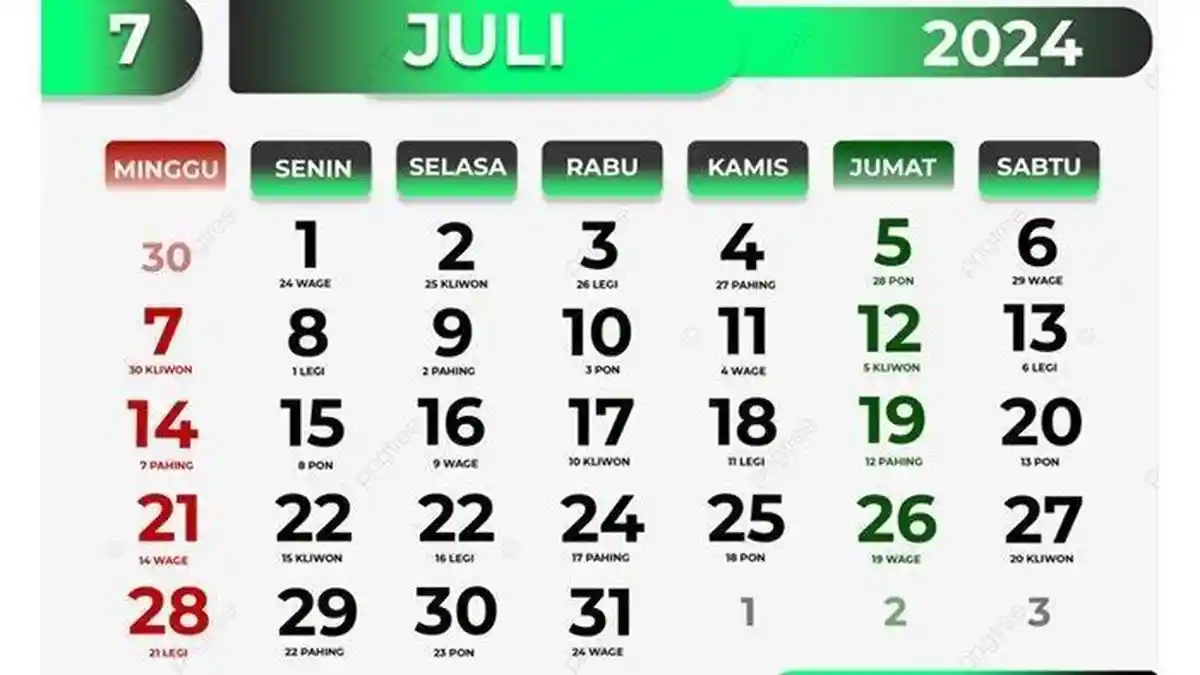 Daftar Tanggal Merah dan Cuti Bersama Bulan Juli 2024