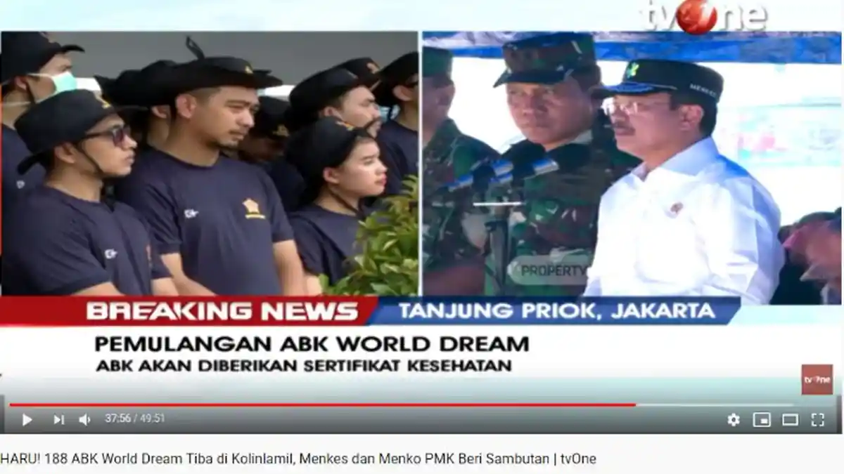 188 ABK World Dream Dipulangkan dan Negatif Covid-19, Menkes Terawan: Duta Imunitas Virus Corona