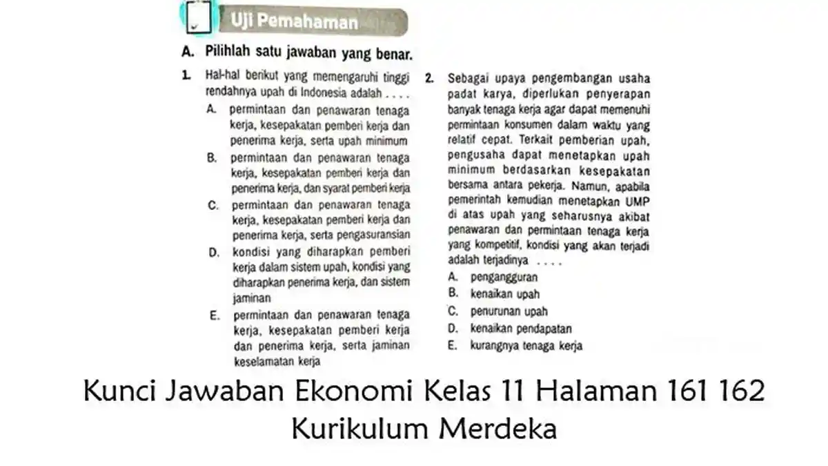 Kunci Jawaban Ekonomi Kelas 11 Halaman 161 162 Bab 3 Uji Pemahaman ...