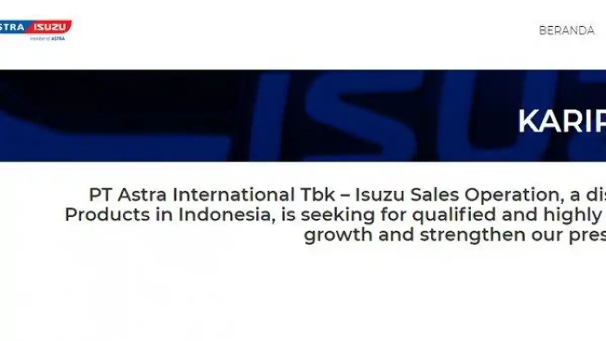 Lowongan Kerja Astra Isuzu, Lulusan S1 Semua Jurusan, Penempatan di Seluruh Indonesia, Daftar Online