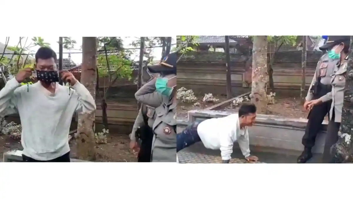 Tak Kena Sanksi Denda Rp. 100 Ribu, Polres Gianyar Beri Sanksi Push Up