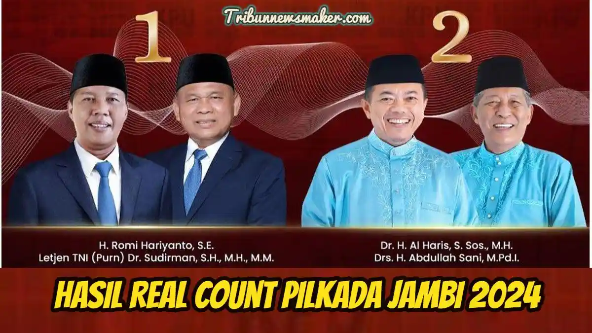 Hasil Real Count Pilkada Jambi 2024, Cek Suara Romi Hariyanto-Sudirman & Al Haris dan Abdullah Sani