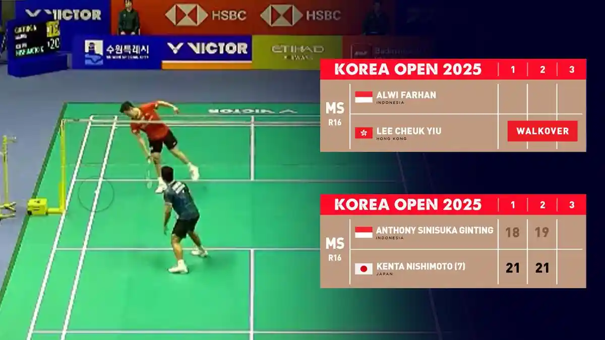 Hasil Korea Open 2025, Alwi Farhan Menang WO, Anthony Sinisuka Ginting Kalah