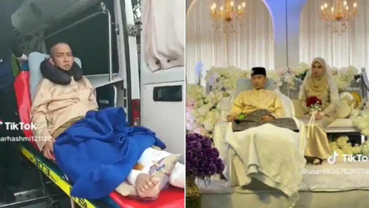 Sakit Keras, Pengantin Pria Terbaring di Tempat Tidur saat Nikah, Istri Dipuji Mau Terima Kondisinya