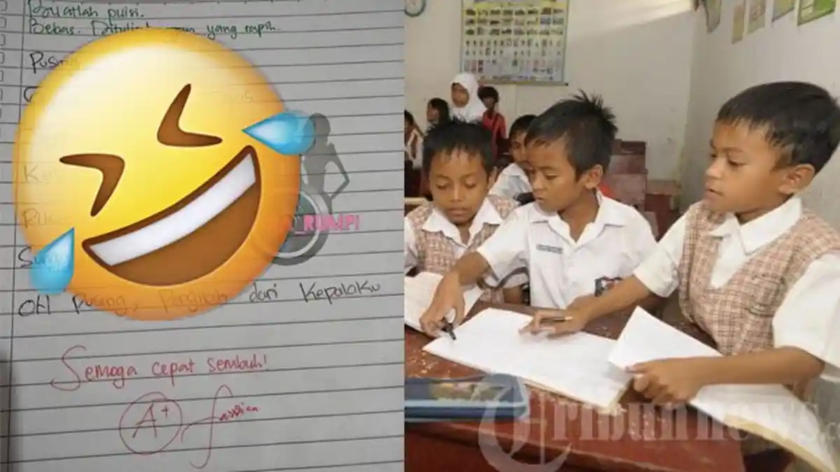 Diberi Tugas Buat Puisi, Bocah SD Tulis 'Pusing, Guruku Memberi Tugas' Eh Dapat Nilai A Bikin Ngakak