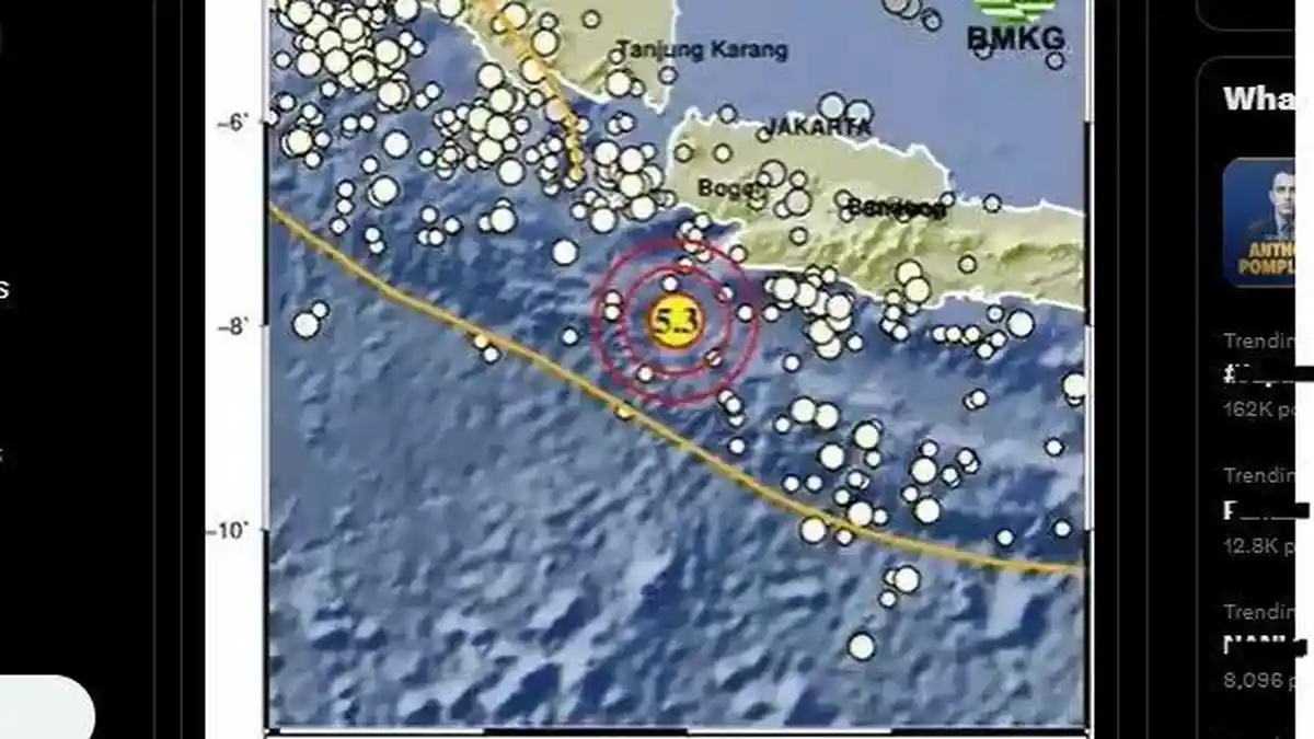 Gempa Bermagnitudo 5.3 Guncang Banten Minggu Siang, Terasa hingga Jakarta