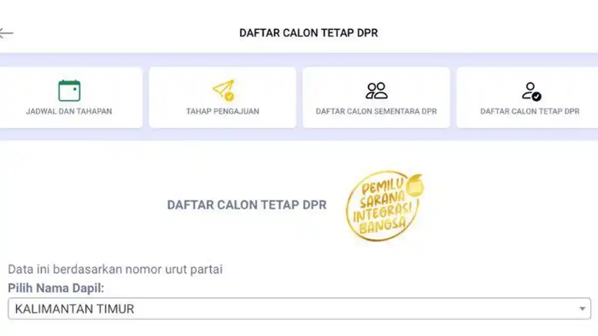 Daftar Caleg Tetap DPR RI Dapil Kalimantan Timur pada Pemilu 2024