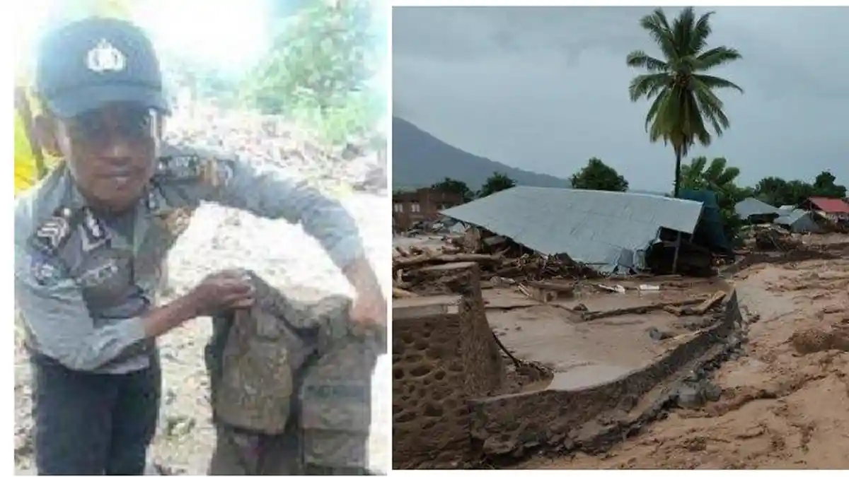Kisah Polisi Tetap Bertugas Meski Rumah Hancur Tersapu Banjir NTT, Pinjam Baju Teman saat Bekerja