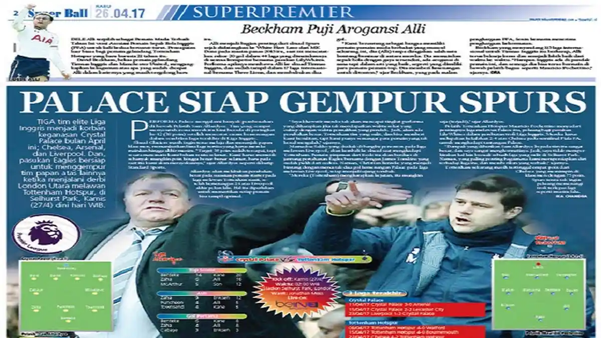 Crystal Palace Siap Gempur Tottenham Hotspur
