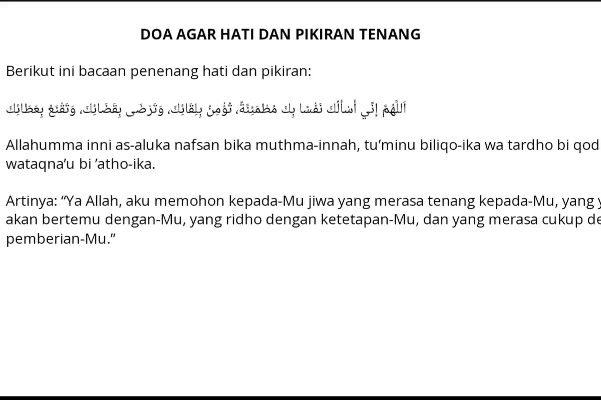 Doa Agar Hati Pikiran Tenang, Tidak Cemas