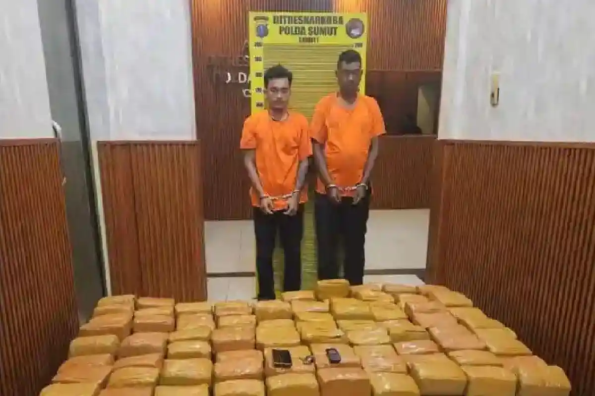 Polda Sumut Gagalkan Penyelundupan 255 Kg Ganja dari Aceh, Dua Kurir Ditangkap