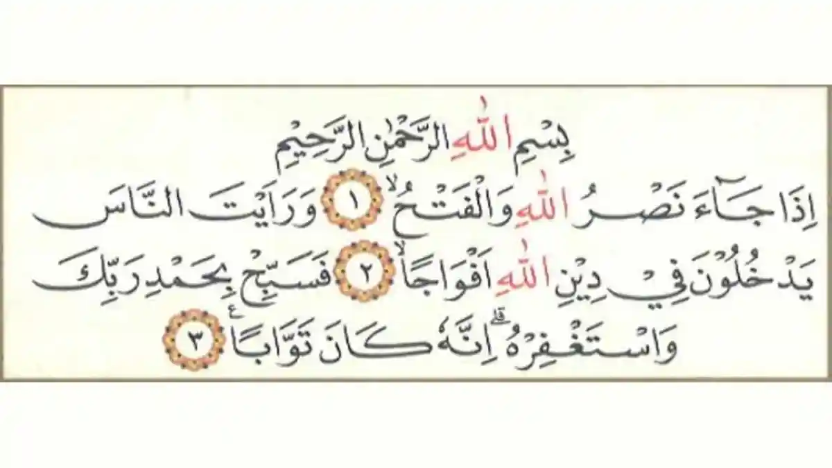 Surat An-Nasr Ayat 1-3 dalam Arab dan Latin Lengkap Beserta Arti serta Tafsirnya