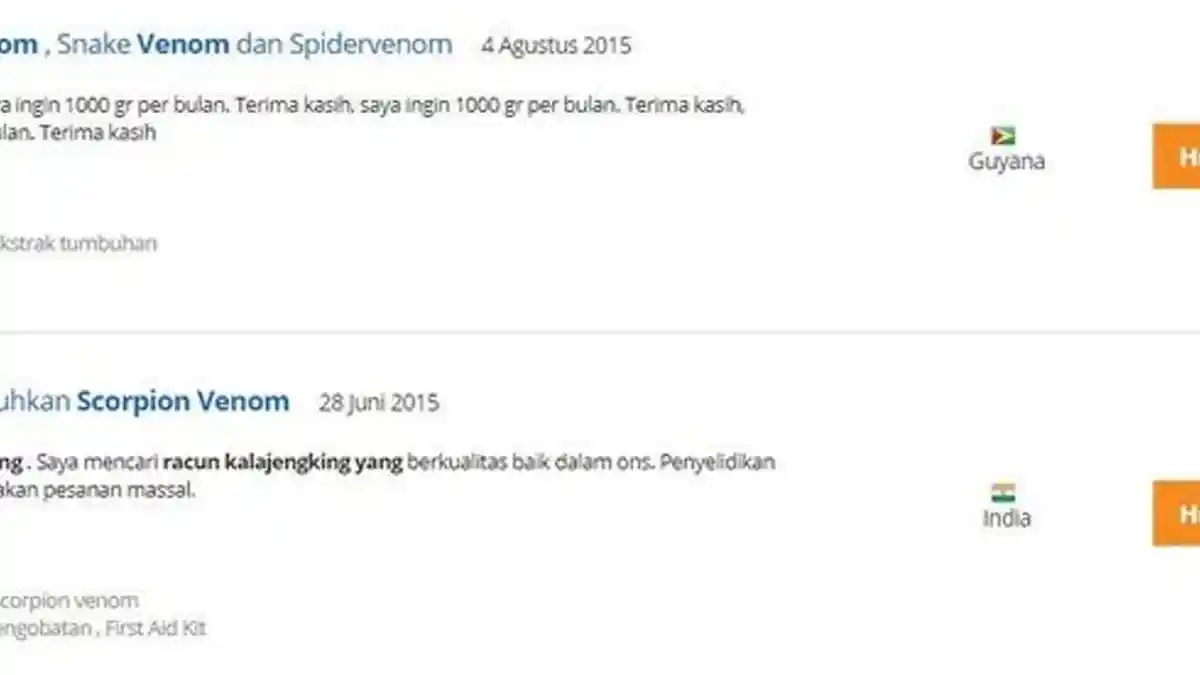 Cara Mudah Jual Racun Kalajengking, Ternyata Banyak Laboratorium Membutuhkan