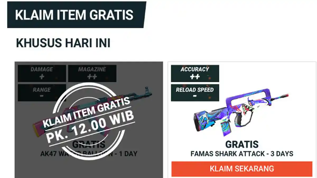 Klaim Senjata & Item Gratis Free Fire x Shopee, Begini Cara Klaim Hadiahnya